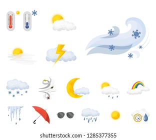 Vector illustration of weather and climate symbol. Set of weather and cloud stock symbol for web.