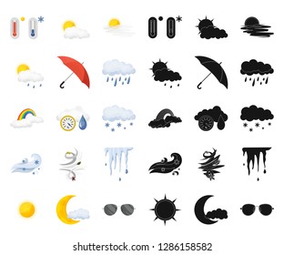 Vector illustration of weather and climate symbol. Set of weather and cloud stock symbol for web.