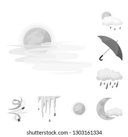 Vector illustration of weather and climate symbol. Set of weather and cloud stock vector illustration.