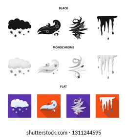 Vector illustration of weather and climate symbol. Collection of weather and cloud vector icon for stock.