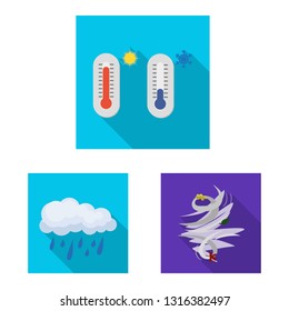 Vector illustration of weather and climate symbol. Set of weather and cloud stock symbol for web.
