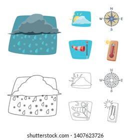 Vector illustration of weather and climate symbol. Set of weather and cloud stock symbol for web.