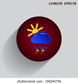 vector illustration of the weather, cloud, rain, lightning