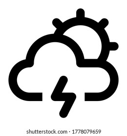 vector illustration of weather cloud with sun and lightning