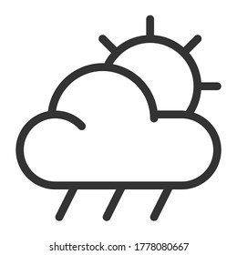 ilustración vectorial de nubes meteorológicas con sol y lluvia