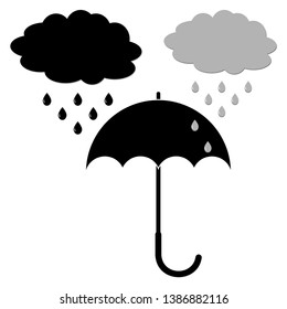 Vector illustration of weather conditions icon. Umbrella and cloud icon with rain.