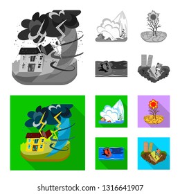 Vector illustration of weather and distress icon. Collection of weather and crash stock vector illustration.