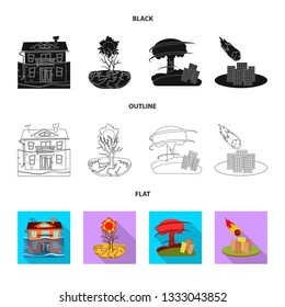 Vector illustration of weather and distress icon. Set of weather and crash vector icon for stock.