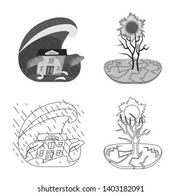 Vector illustration of weather and distress icon. Collection of weather and crash stock vector illustration.