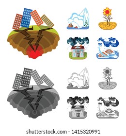 Vector illustration of weather and distress icon. Collection of weather and crash vector icon for stock.