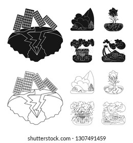 Vector illustration of weather and distress logo. Collection of weather and crash vector icon for stock.
