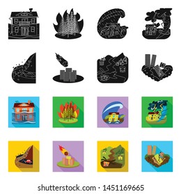 Vector illustration of weather and distress logo. Set of weather and crash stock vector illustration.
