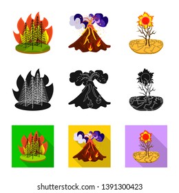 Vector illustration of weather and distress sign. Set of weather and crash vector icon for stock.