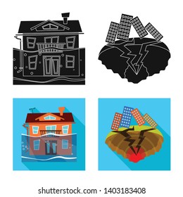 Vector illustration of weather and distress sign. Collection of weather and crash vector icon for stock.