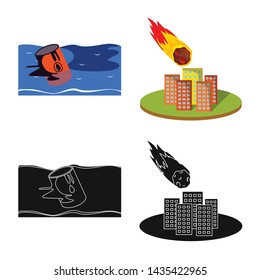 Vector illustration of weather and distress sign. Collection of weather and crash stock symbol for web.