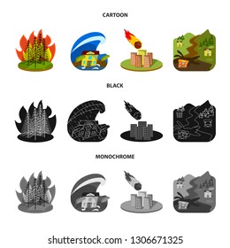 Vector illustration of weather and distress symbol. Collection of weather and crash stock symbol for web.