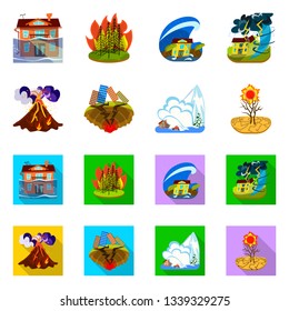Vector illustration of weather and distress symbol. Collection of weather and crash stock symbol for web.