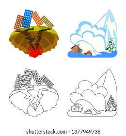Vector illustration of weather and distress symbol. Set of weather and crash stock symbol for web.