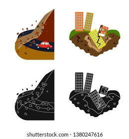 Vector illustration of weather and distress symbol. Collection of weather and crash stock vector illustration.