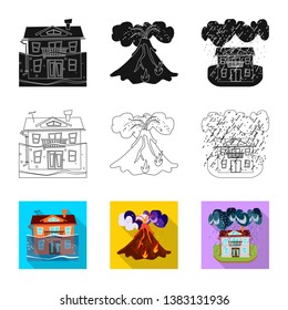 Vector illustration of weather and distress symbol. Collection of weather and crash stock vector illustration.