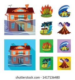 Vector illustration of weather and distress symbol. Set of weather and crash vector icon for stock.