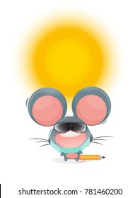 A vector illustration weather forecast, the mouse is under the snow, icon