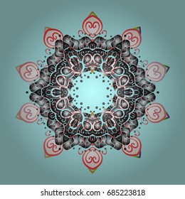 Vector illustration. Weather illustration ice collection. Winter christmas snow flat crystal element. Xmas frost snow flake isolated silhouette symbol. Snowflake vector icon colorful background color.
