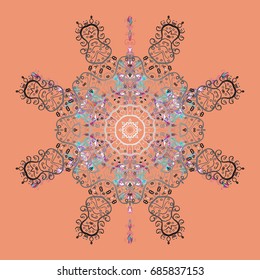 Vector illustration. Weather illustration ice collection. Winter christmas snow flat crystal element. Xmas frost snow flake isolated silhouette symbol. Snowflake vector icon colorful background color.