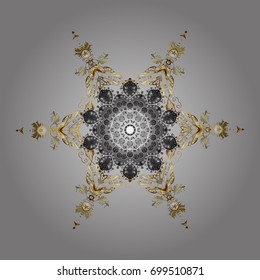 Vector illustration. Weather illustration ice collection. Xmas frost snow flake isolated silhouette symbol. Snowflake vector icon gray background color. Winter christmas snow flat crystal element.