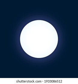 Vector illustration. Weather icon of with image moon with soft glow and shadow isolated on dark background. Eps 10.