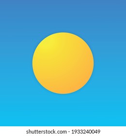 Vector illustration. Weather icon of with image sun with shadow isolated on blue background. Eps 10.