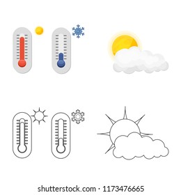 Vector illustration of weather and weather icon. Set of weather and application stock symbol for web.