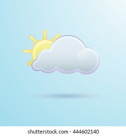 Vector illustration of weather icon - sun with cloud  in the sky