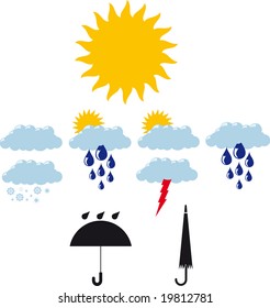 Ilustración vectorial de los iconos meteorológicos