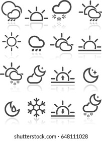 Vector Illustration of Weather Icons in Simple Black and White Style