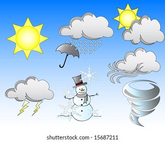 vector illustration of weather icons and symbols