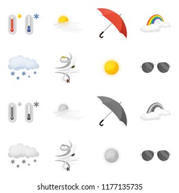 Vector illustration of weather and weather logo. Set of weather and application stock symbol for web.