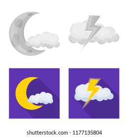 Vector illustration of weather and weather logo. Set of weather and application vector icon for stock.
