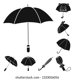 Vector illustration of weather and rainy sign. Set of weather and rain vector icon for stock.