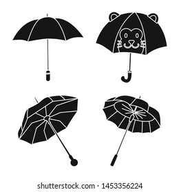 Vector illustration of weather and rainy sign. Set of weather and rain stock symbol for web.