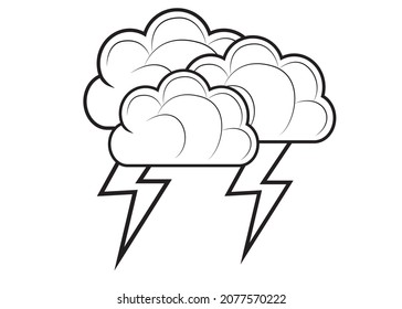 Vector illustration of weather storm, symbol of rain - weather and lightning icon.