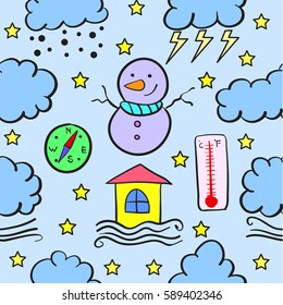 Vector illustration of weather style doodles