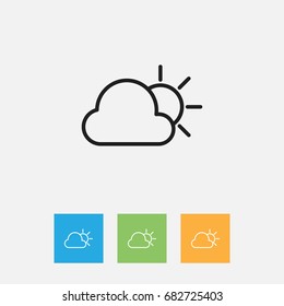 Vector Illustration Of Weather Symbol On Sunny Outline. Premium Quality Isolated Weather Element In Trendy Flat Style.