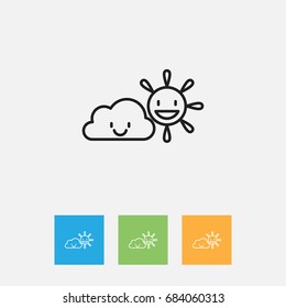 Vector Illustration Of Weather Symbol On Clear Air Outline. Premium Quality Isolated Sunny Weather Element In Trendy Flat Style.