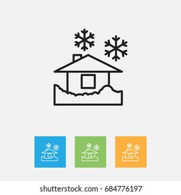 Vector Illustration Of Weather Symbol On Frosty Outline. Premium Quality Isolated Building Element In Trendy Flat Style.