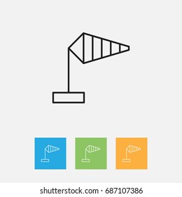 Vector Illustration Of Weather Symbol On Wind Measurement Outline. Premium Quality Isolated Breeze Vane Element In Trendy Flat Style.