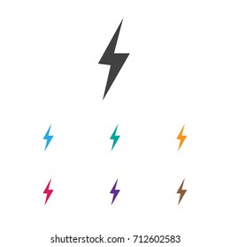 Vector Illustration Of Weather Symbol On Electricity Icon. Premium Quality Isolated Thunder Element In Trendy Flat Style.