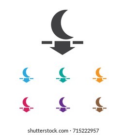 Vector Illustration Of Weather Symbol On Moon Down Icon. Premium Quality Isolated Lunar Element In Trendy Flat Style.