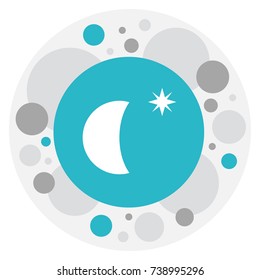 Vector Illustration Of Weather Symbol On Midnight Icon. Premium Quality Isolated Moon With Star Element In Trendy Flat Style.