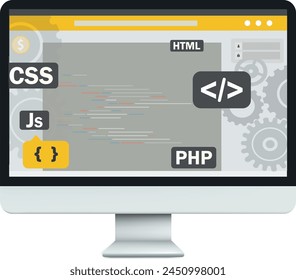 Vector illustration of web and app development, programming and coding